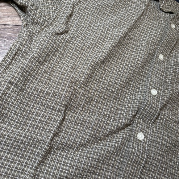 ABERCROMBIE & FITCH 100% Cotton Green & Tan Check L/S Button-Down Men’s Shirt - Picture 7 of 13